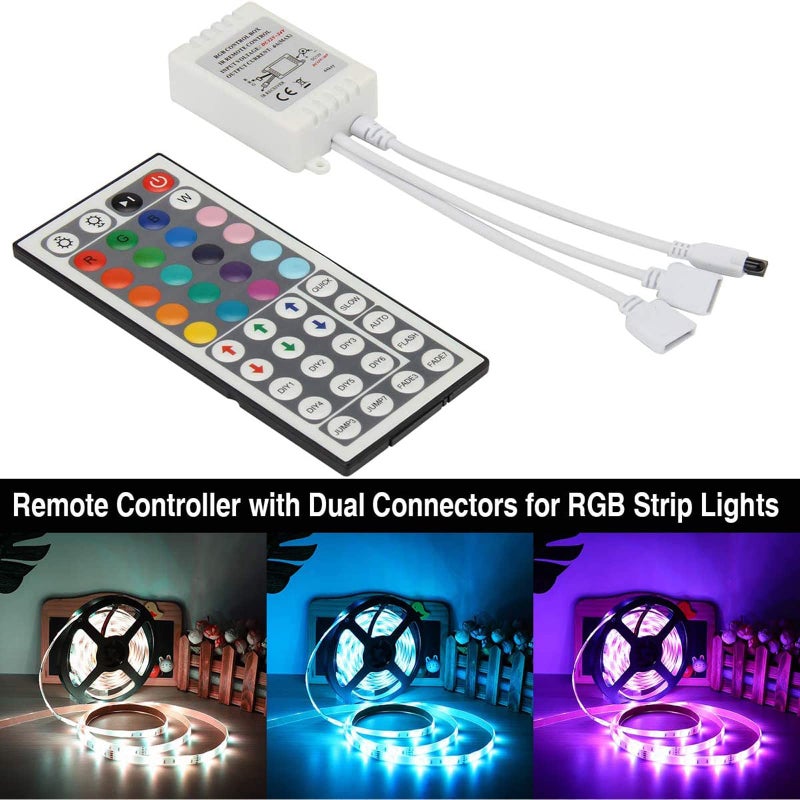 SUPERNIGHT RGB Light Strip Remote Controller, 2-in-1 4 Pin Dimming Dimmer Brightness Flash Mode Control Options for LED Tape Light,12V DC LEDs Rope Lighting (2 Ports) - Image 2